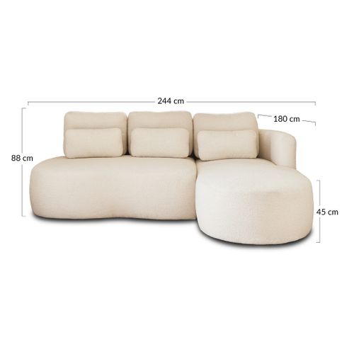 Canapé Angle Droit Convertible 4 Places Mahina En Tissu Bouclette Rouille