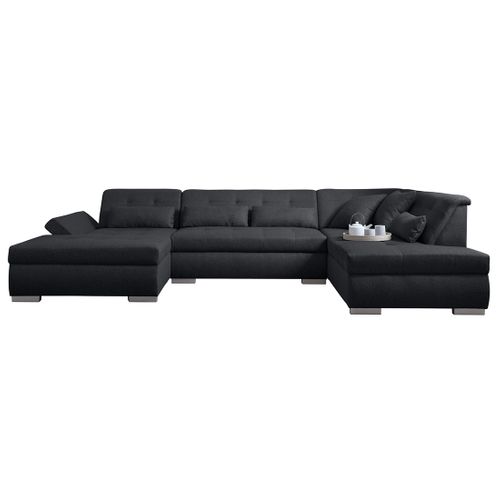 Canapé Panoramique D'angle Droit - 7 Places - XXL Noir