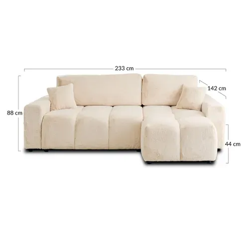 Crocus - Canapé D'angle  - 4 Places - Convertible Avec Coffre - En Fausse Fourrure Beige