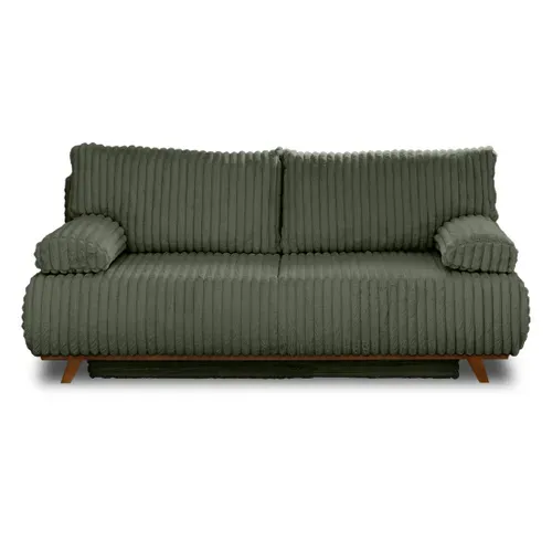 Canapé  Convertible 3 Places Cristal En Fausse Fourrure Côtelée Vert