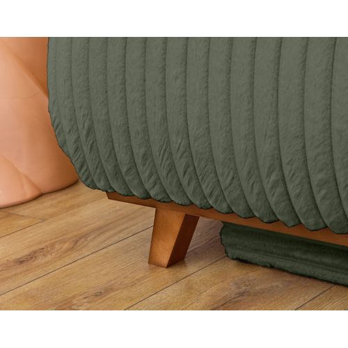 Canapé  Convertible 3 Places Cristal En Fausse Fourrure Côtelée Vert