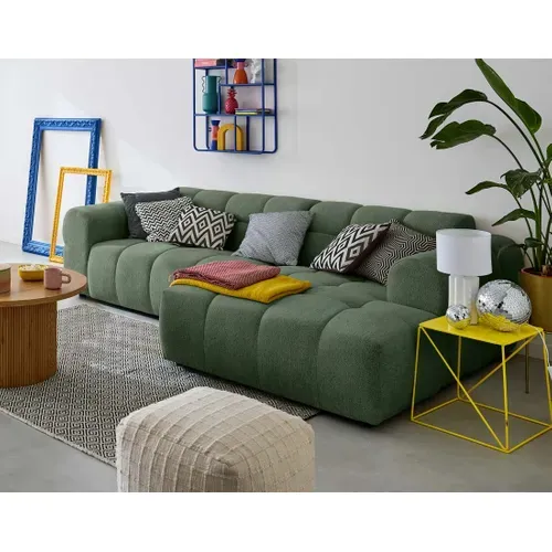 Canapé Angle Droit Convertible 4 Places Ray En Tissu Texturé Vert