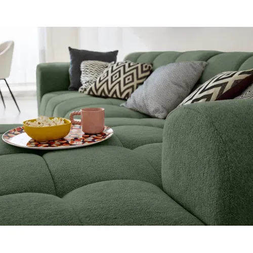 Canapé Angle Droit Convertible 4 Places Ray En Tissu Texturé Vert