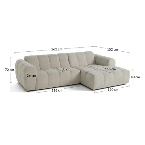 Canapé Angle Droit Convertible 4 Places Ray En Tissu Texturé Vert