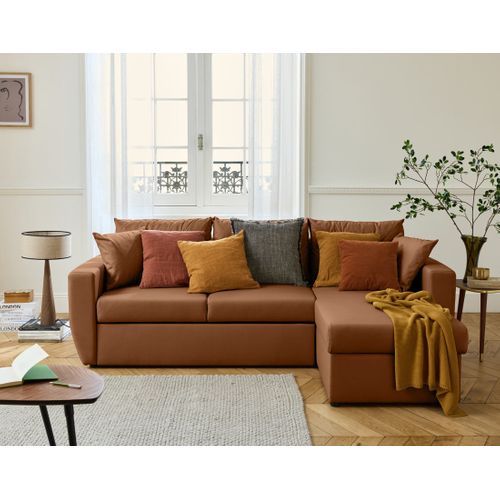 Astoria - Canapé D'angle Réversible 4 Places - Convertible Avec Coffre - En Simili Rouille