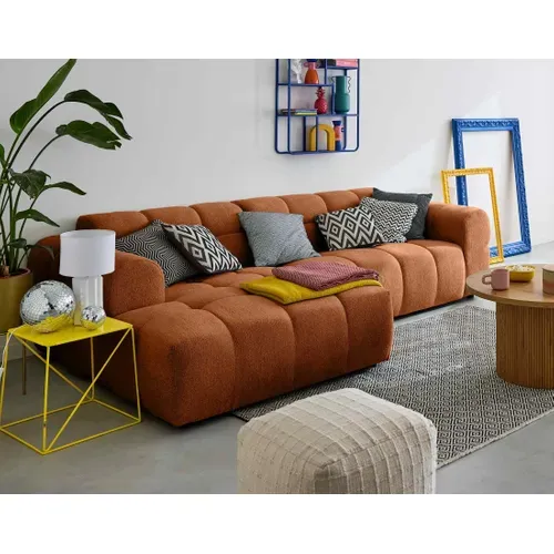 Ray - Canapé D'angle Gauche - 4 Places - En Tissu Texturé Rouille