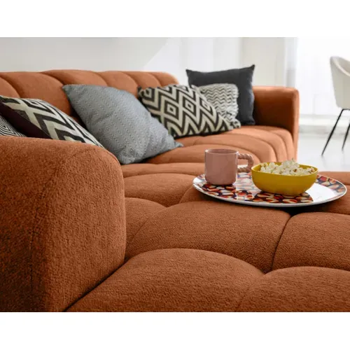 Ray - Canapé D'angle Gauche - 4 Places - En Tissu Texturé Rouille