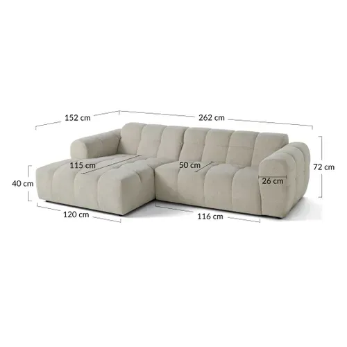 Ray - Canapé D'angle Gauche - 4 Places - En Tissu Texturé Rouille