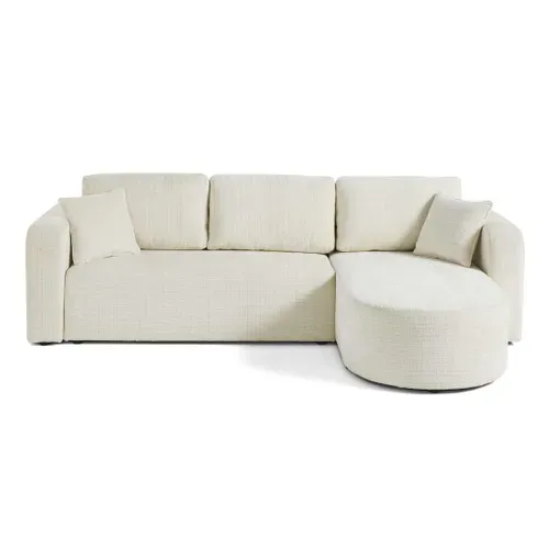 Miro - Canapé D'angle  - 4 Places - Convertible Avec Coffre - En Velours Texturé Beige