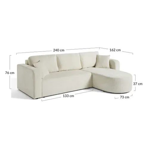 Miro - Canapé D'angle  - 4 Places - Convertible Avec Coffre - En Velours Texturé Beige