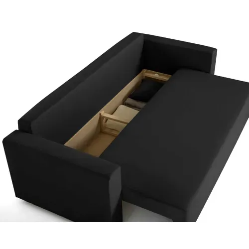 Canapé Droit Convertible 3 Places Regala En Tissu Noir