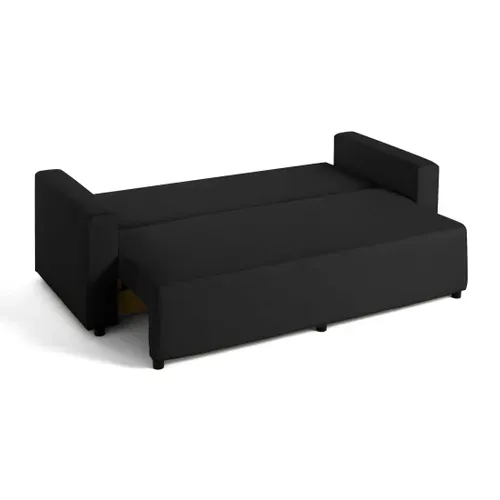Canapé Droit Convertible 3 Places Regala En Tissu Noir