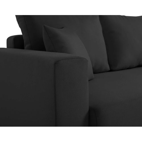 Canapé Droit Convertible 3 Places Regala En Tissu Noir