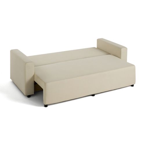 Canapé Droit Convertible 3 Places Regala En Tissu Beige