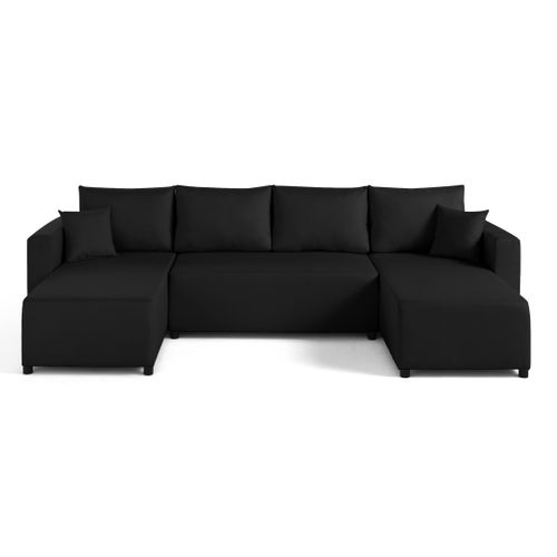 Canapé Panoramique 7 Places Regala En Tissu Noir