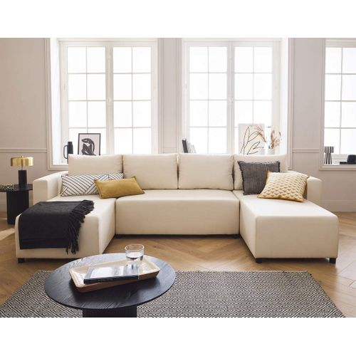 Canapé Panoramique 7 Places Regala En Tissu Beige