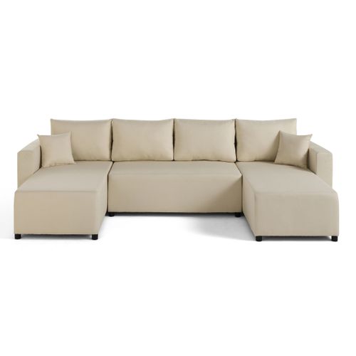 Canapé Panoramique 7 Places Regala En Tissu Beige