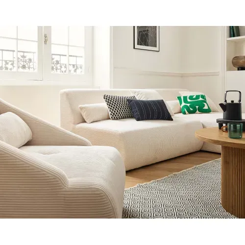 Onyx - Canapé Modulable D'angle  4 Places - En Velours Côtelé Beige