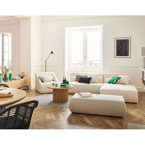 Onyx - Canapé Modulable D'angle  4 Places - En Velours Côtelé Beige