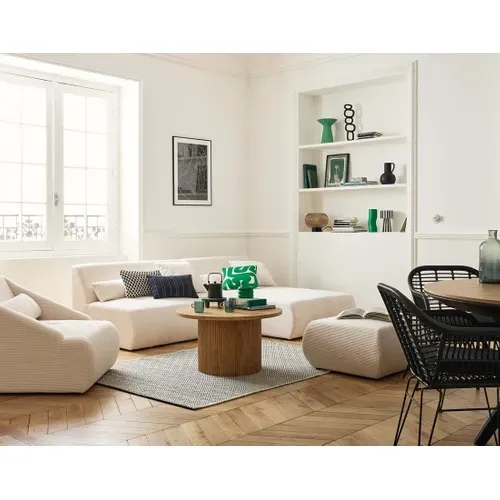 Onyx - Canapé Modulable D'angle  4 Places - En Velours Côtelé Beige