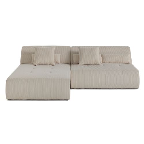 Onyx - Canapé Modulable D'angle  4 Places - En Velours Côtelé Beige