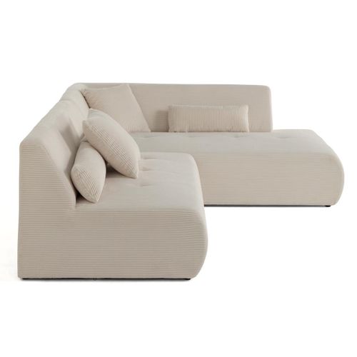Onyx - Canapé Modulable D'angle Droit - 5 Places - En Velours Côtelé Beige