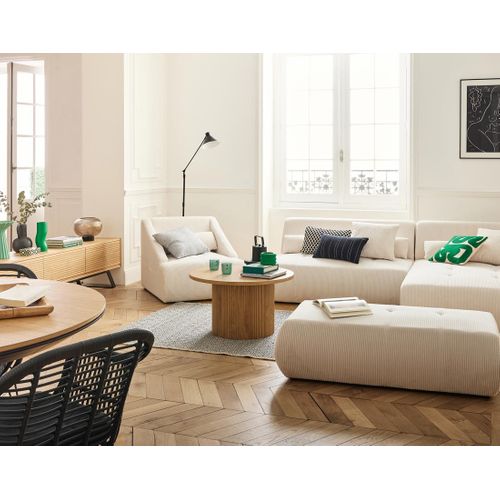 Onyx - Canapé Modulable D'angle Droit - 5 Places - En Velours Côtelé Beige