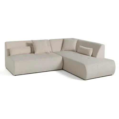Onyx - Canapé Modulable D'angle Droit - 5 Places - En Velours Côtelé Beige