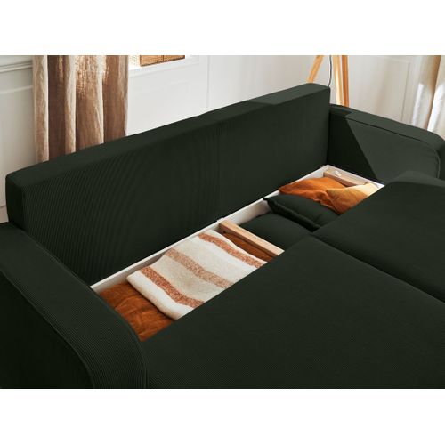 Canapé  Convertible 3 Places Albane En Velours Côtelé Vert