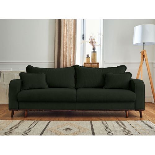 Canapé  Convertible 3 Places Albane En Velours Côtelé Vert