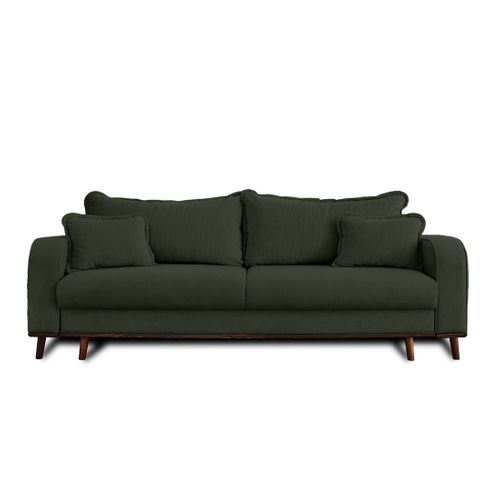 Canapé  Convertible 3 Places Albane En Velours Côtelé Vert