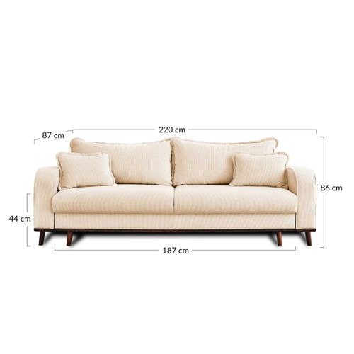 Canapé  Convertible 3 Places Albane En Velours Côtelé Vert