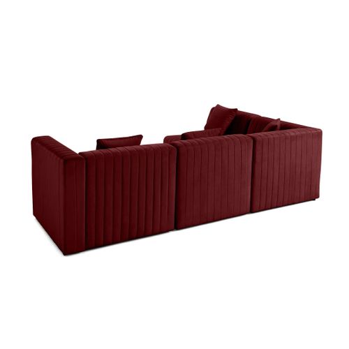 Nova - Canapé Modulable D'angle Gauche - 5 Places - En Velours Rouge