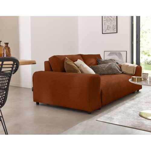Garance - Canapé Droit 3 Places - En Velours Côtelé Terracotta