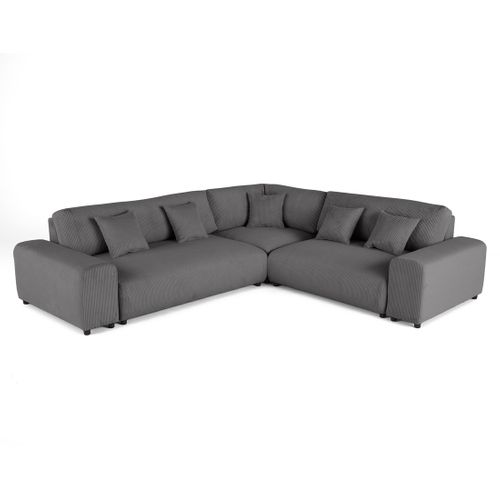 Garance - Canapé Modulable D'angle Droit - 5 Places - En Velours Côtelé