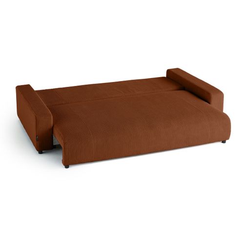 Canapé Droit Convertible 3 Places Pivoine En Velours Côtelé Terracotta
