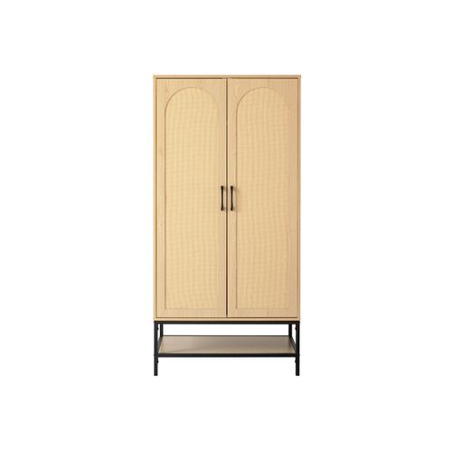 Nagato - Armoire - Cannage Et Effet Bois - 80 Cm