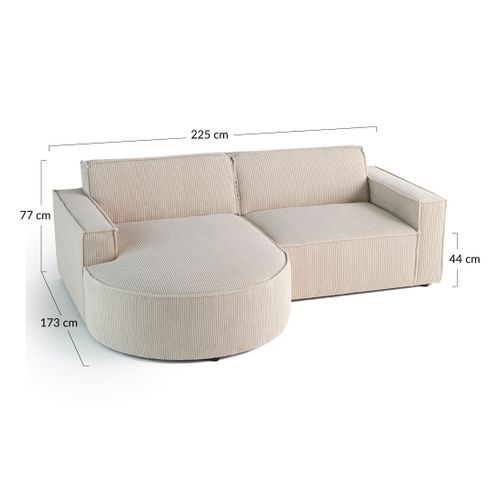 Spiaggia - Canapé D'angle Gauche - 4 Places - En Velours Côtelé