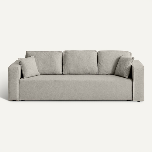 Canapé Convertible 3 Places Bouclette Trey - 223 Cm - Taupe - Neuf Paris Prix