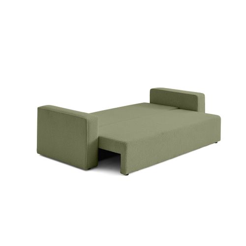 Canapé Droit Convertible 3 Places Topaze En Tissu Bouclette Vert
