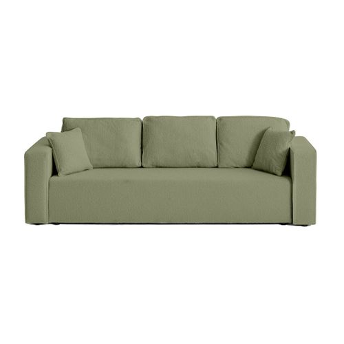 Canapé Droit Convertible 3 Places Topaze En Tissu Bouclette Vert