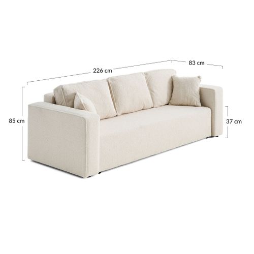 Canapé Droit Convertible 3 Places Topaze En Tissu Bouclette Vert