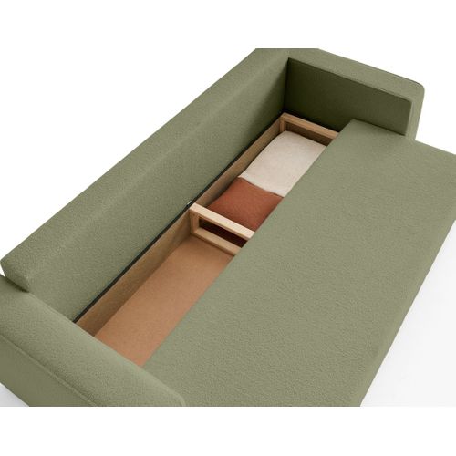 Canapé Droit Convertible 3 Places Topaze En Tissu Bouclette Vert