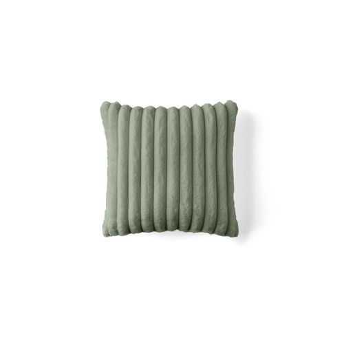Coussin En Fausse Fourrure Côtelée Vert 40 X 40 Cm