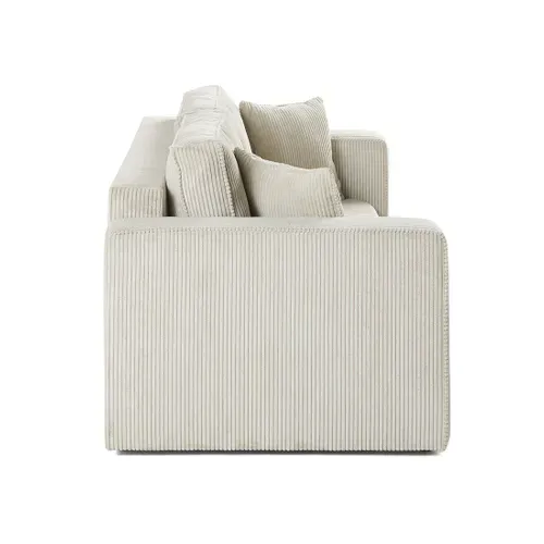 Canapé Droit 2 Places - En Velours Côtelé Beige