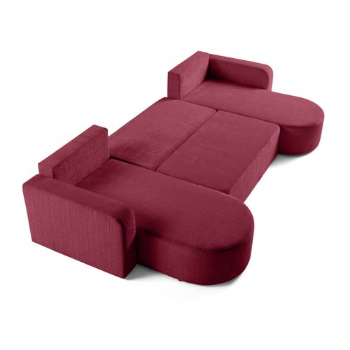 Canapé Panoramique 7 Places Miro En Velours Texturé Prune