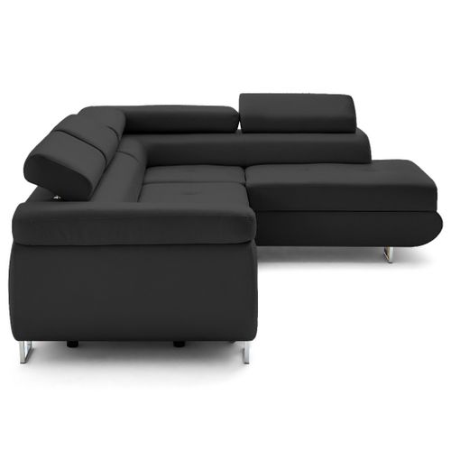 Canapé Angle Droit Convertible 5 Places Zaria En Simili Gris Anthracite