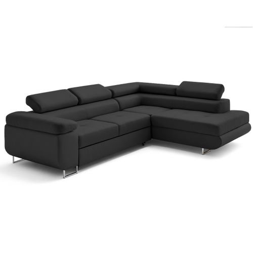 Canapé Angle Droit Convertible 5 Places Zaria En Simili Gris Anthracite