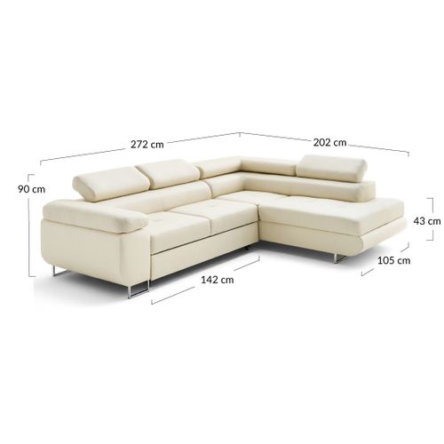 Canapé Angle Droit Convertible 5 Places Zaria En Simili Gris Anthracite