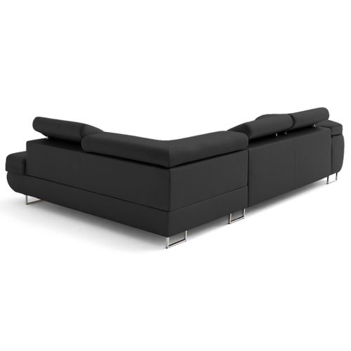 Canapé Angle Droit Convertible 5 Places Zaria En Simili Gris Anthracite